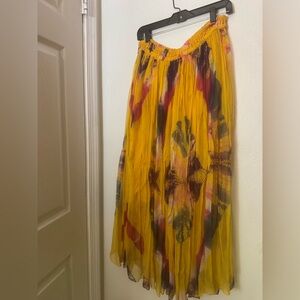 Vibrant Yellow tie dye maxi Skirt